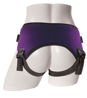 Труси для страпону Sportsheets - Lush Strap On Purple, широкий бархатистий пояс, дуже комфортні