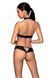 Комплект: відкритий топ та трусики з екошкіри з люверсами Malwia Set with Open Bra black L/XL &mdash; Passion