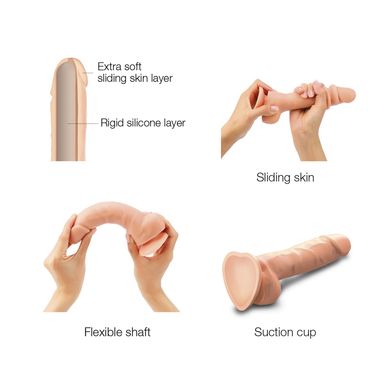 Реалістичний фалоімітатор Strap-On-Me Sliding Skin Realistic Dildo Vanille - XL, ефект рухливої шкіри