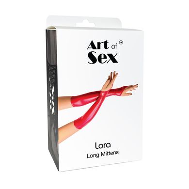 Виниловые миттинки Art of Sex - Lora длинные, размер S, цвет красный