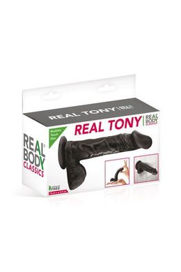 Фаллоимитатор Real Body — Real Tony Black, TPE, диаметр 3,5 см