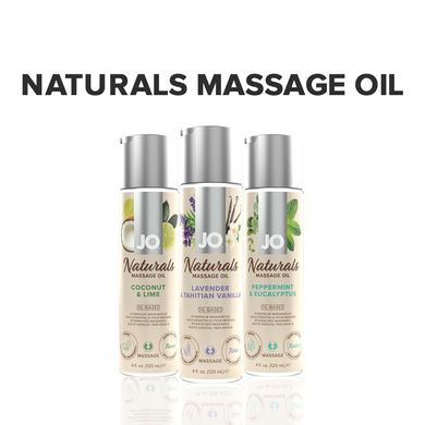 Масажна олія System JO - Naturals Massage Oil - Lavender & Vanilla з натуральними ефірними оліями (120 мл), лаванда, ваніль