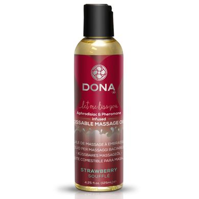 Масажна олія DONA Kissable Massage Oil Strawberry Souffle (110 мл) можна для оральних пестощів, полуничне суфле