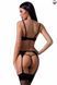 Комплект білизни PERDITA SET black XXL/XXXL - Passion Exclusive: стрепи: ліф, стрінги і пояс для панчох