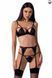 Комплект білизни PERDITA SET black XXL/XXXL - Passion Exclusive: стрепи: ліф, стрінги і пояс для панчох