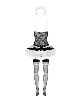 Еротичний костюм покоївки зі спідницею Obsessive Housemaid 5 pcs costume L/XL, чорно-білий