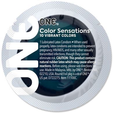 Презерватив ONE Color Sensations ONE is the corner pocket, 1 шт, чорний, гладенький, зі змазкою