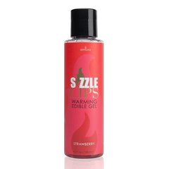 Зігрівальний масажний гель Sensuva — Sizzle Lips Strawberry (125 мл), без цукру, їстівний, "Полуниця"