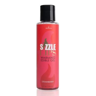 Согревающий массажный гель Sensuva - Sizzle Lips Strawberry (125 мл), без сахара, съедобный, "Клубника"