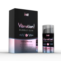 Рідкий вібратор Intt Vibration Bubble Gum (15 мл), густий гель, дуже смачний, діє до 30 хвилин, жувальна гумка