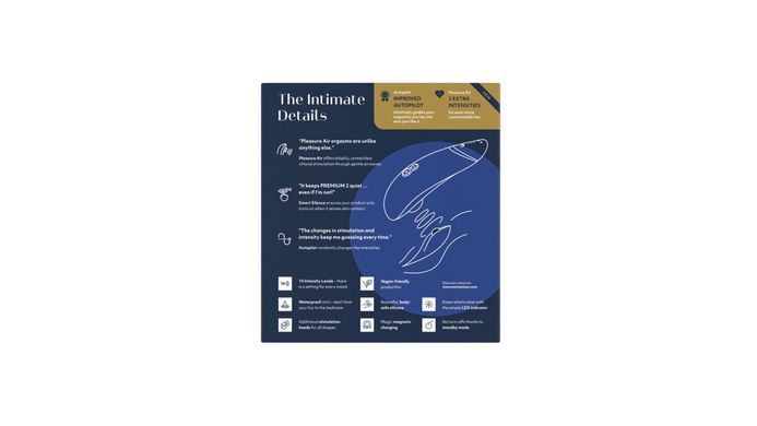 Вакуумний кліторальний стимулятор Womanizer Premium 2 - Blueberry, функції Autopilot та Smart Silenc