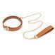 Нашийник з повідцем LOCKINK Tied Collar with Leash Set, коричневий, ланцюг зі шкіряною петлею та карабіном