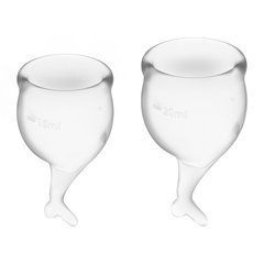 Набір менструальних чаш Satisfyer Feel Secure (transparent), 15мл і 20мл, мішечок для зберігання