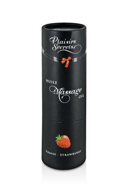 Массажное масло Plaisirs Secrets Strawberry (59 мл) с афродизиаками, съедобное, подарочная упаковка, клубника