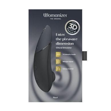 Вакуумний кліторальний стимулятор Womanizer Next Black, 3D Pleasure Air, 14 рівнів інтенсивності