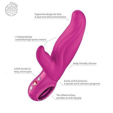 Вібратор-кролик для точки А Fun Factory LADY BI Magenta, 2 мотори, 12 режимів