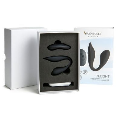 Подвійний вібратор S Pleasures Premium Delight, чорний, для клітора та точки G, 10 режимів