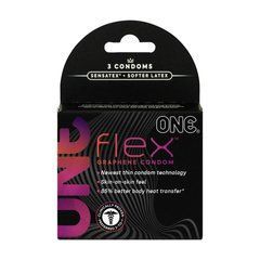 Презервативи ONE Flex Graphene, 3 шт, супертонкі, дуже міцні, картонне паковання