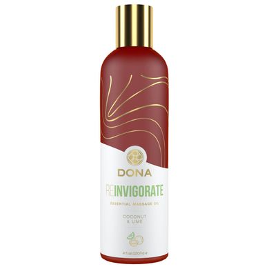 Натуральное массажное масло DONA Reinvigorate — Coconut & Lime (120 мл) с эфирными маслами, кокос и лайм