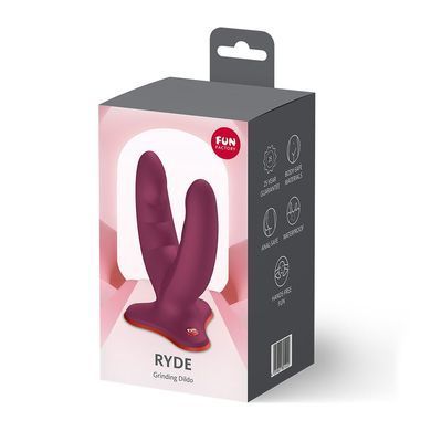 Подвійний фалоімітатор Fun Factory RYDE Wine Red, гнучкі стовбури, присоска