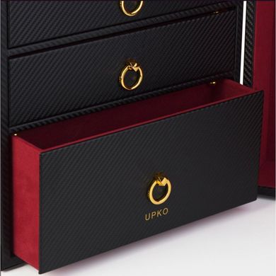 Шкаф-чемодан для БДСМ аксессуаров Upko, из итальянской кожи, черный, 14 предметов