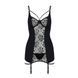Сорочка приталена з пажами PAULINE CHEMISE black L/XL Passion, трусики