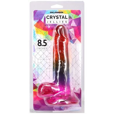 Фалоімітатор Doc Johnson Crystal Jellies - Realistic cock with balls 8.5 Inch - Rainbow