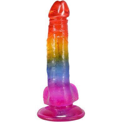 Фалоімітатор Doc Johnson Crystal Jellies - Realistic cock with balls 8.5 Inch - Rainbow