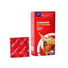 Презервативи Recare Cola Dotted&Ribbed Condoms 12 шт, з пухирцями та ребрами, аромат: Кола