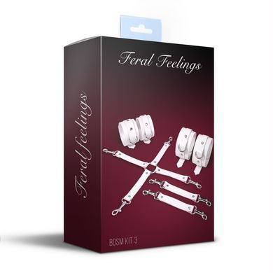 Набір для БДСМ Feral Feelings BDSM Kit 3 White, наручники, поножі, хрестовина
