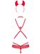 Еротичний костюм чортика зі стреп Obsessive Evilia teddy red L/XL, боді, чокер, накладки на соски