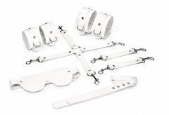 Набір Feral Feelings BDSM Kit 5 White, наручники, поножі, хрестовина, маска, падл