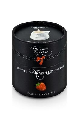 Масажна свічка Plaisirs Secrets Strawberry (80 мл) подарункова упаковка, керамічний посуд, полуниця