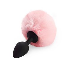 Силіконова анальна пробка М Art of Sex - Silicone Bunny Tails Butt plug, колір Рожевий, діаметр 3,5 см