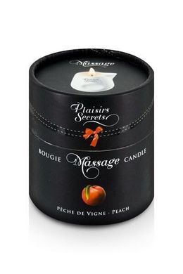 Масажна свічка Plaisirs Secrets Peach (80 мл) подарункова упаковка, керамічний посуд, персик