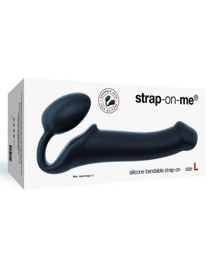 Безремневий страпон Strap-On-Me Black XL, повністю регульований, діаметр 4,5см