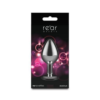 Анальна пробка NS Novelties Rear Assets - Silver - Medium - Pink Gem