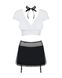 Еротичний костюм секретарки Obsessive Secretary suit 5pcs black L/XL, чорно-білий, топ, спідниця
