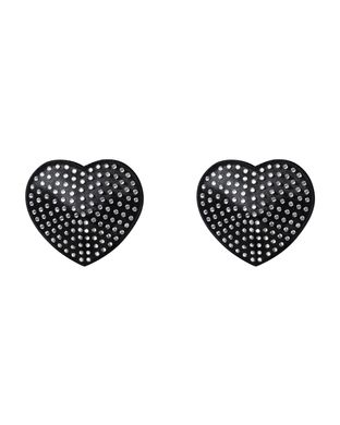 Накладки-сердечки на соски со стразами Obsessive A750 nipple covers, черные