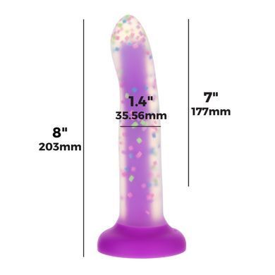 Фалоімітатор, що світиться в темряві, ADDICTION Rave 8&Prime;, Glow in the Dark Dildo Purple Confetti, 20,3 см