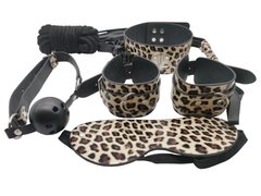 Набір MAI BDSM STARTER KIT Nº 75 Leopard: батіг, кляп, наручники, маска, нашийник, мотузка, затискачі