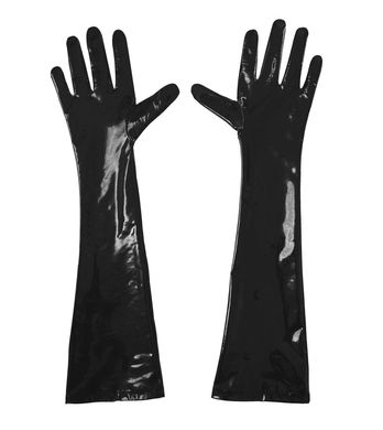 Глянцевые виниловые перчатки Art of Sex - Lora, размер M, цвет Черный