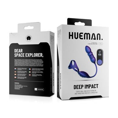 Анальний стимулятор з ерекційним кільцем Hueman Deep Impact, пульсація, масаж промежини