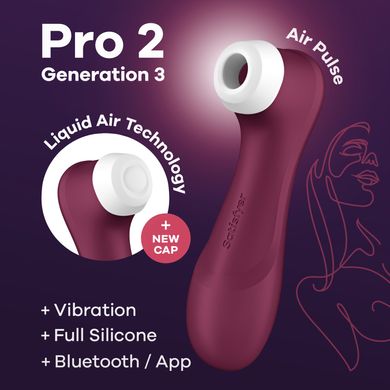 Вакуумний кліторальний стимулятор Satisfyer Pro 2 Generation 3 with Liquid Air Connect App Wine Red