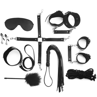 Набір Art of Sex - BDSM Set Leather, 10 предметів, натуральна шкіра, Чорний