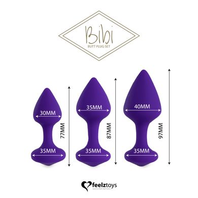 Набір силіконових анальних пробок FeelzToys - Bibi Butt Plug Set 3 pcs Purple