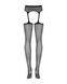 Сетчатые чулки-стокинги с цветочным рисунком Obsessive Garter stockings S207 S/M/L, черные