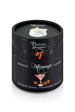 Масажна свічка Plaisirs Secrets Strawberry Daiquiri (80 мл) подарункове паковання, керамічний посуд, полуничний дайкірі