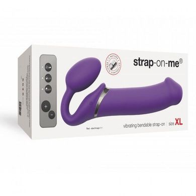Безремневий страпон з вібрацією Strap-On-Me Vibrating Violet XL, діаметр 4,5см, пульт ДК, регулюється