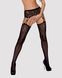 Панчохи-стокінги з рослинним малюнком Obsessive Garter stockings S206 black S/M/L чорні